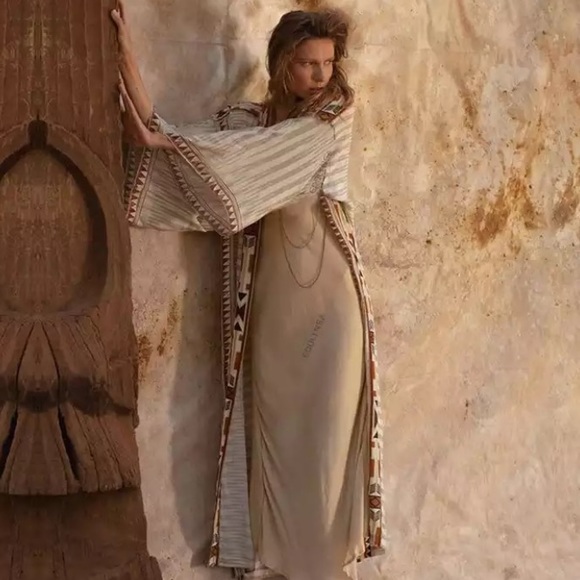 New Bohemian Kimono Duster Jacket Robe Swim Coverup - Picture 6 of 11